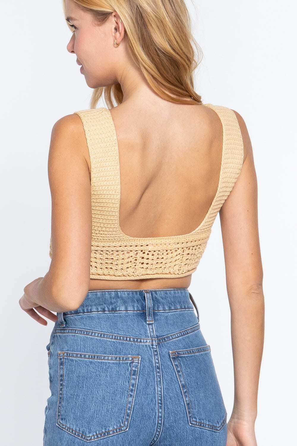 Textured Crop Sweater Tank Top - The Diva Goddess