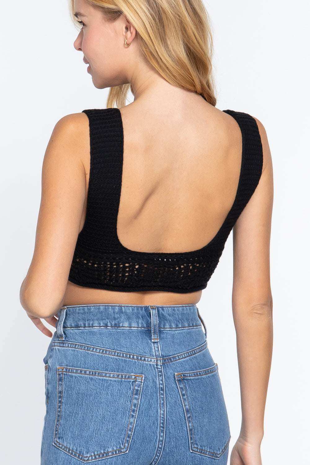 Textured Crop Sweater Tank Top - The Diva Goddess