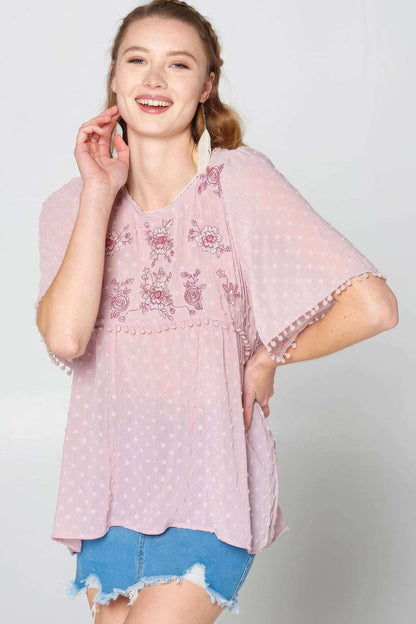 This Detailed Lace Trimmed Bubble Chiffon Blouse - The Diva Goddess