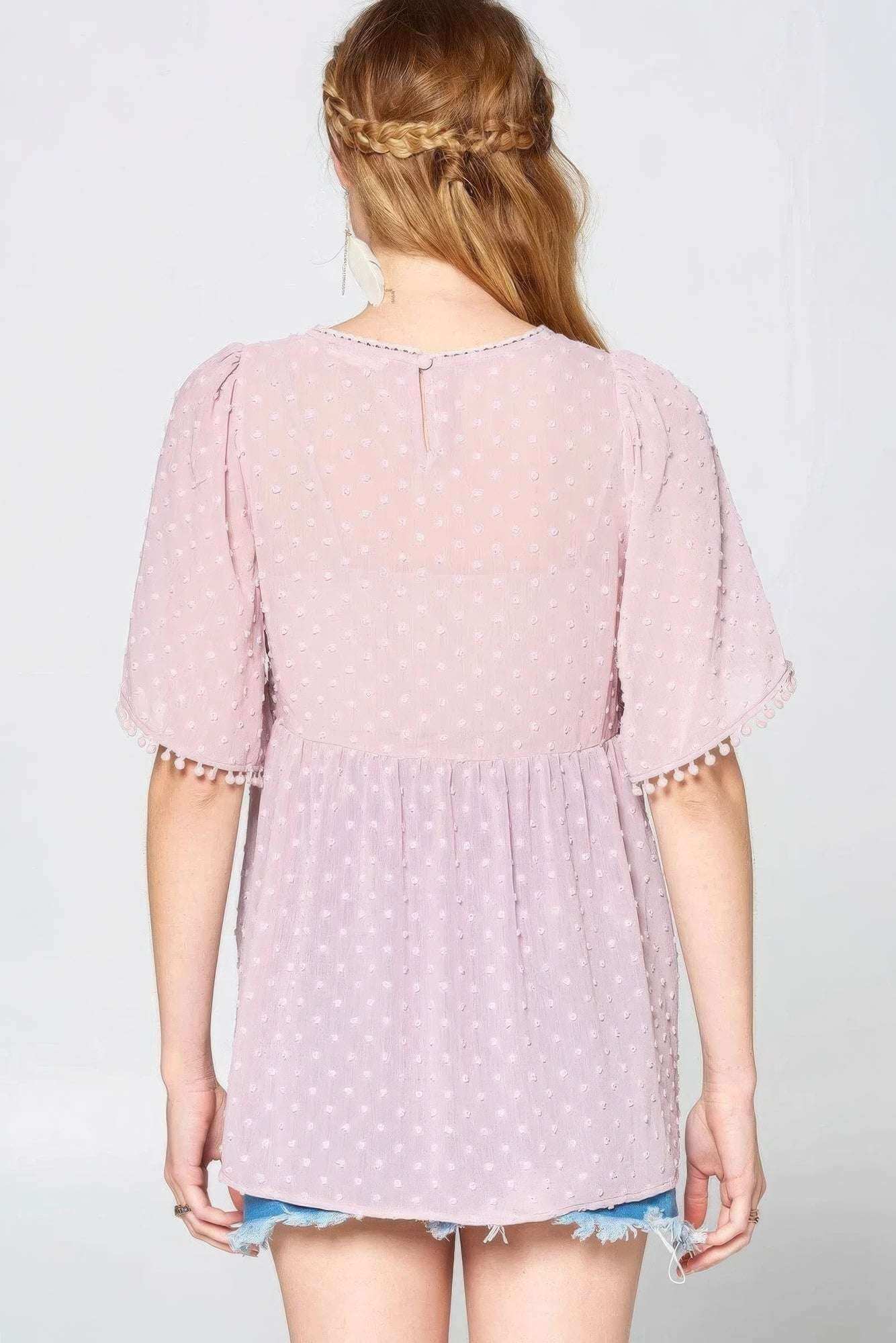 This Detailed Lace Trimmed Bubble Chiffon Blouse - The Diva Goddess