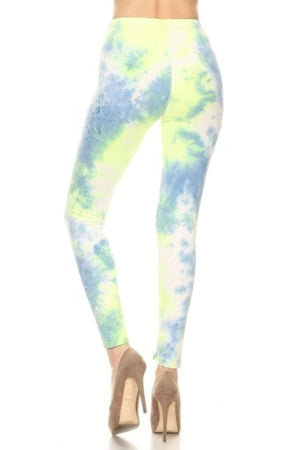 Tie Dye Printed, Full Length, High Waisted Leggings - The Diva Goddess