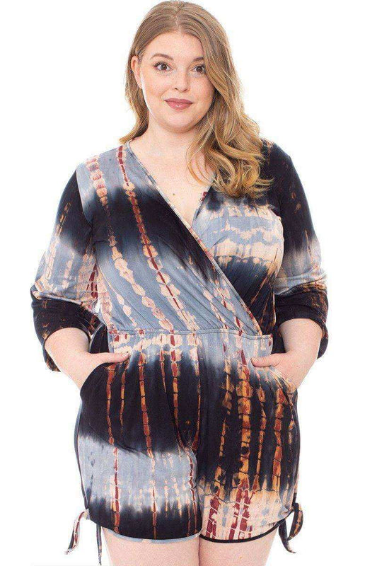 Tie Dye Wrap Plussize Romper - The Diva Goddess