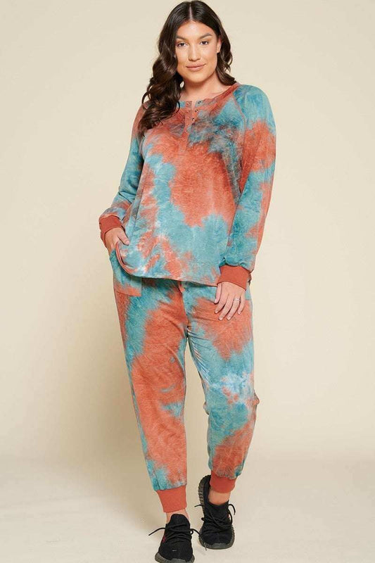 Tie-dye Printed French Terry Knit Loungewear Sets - The Diva Goddess