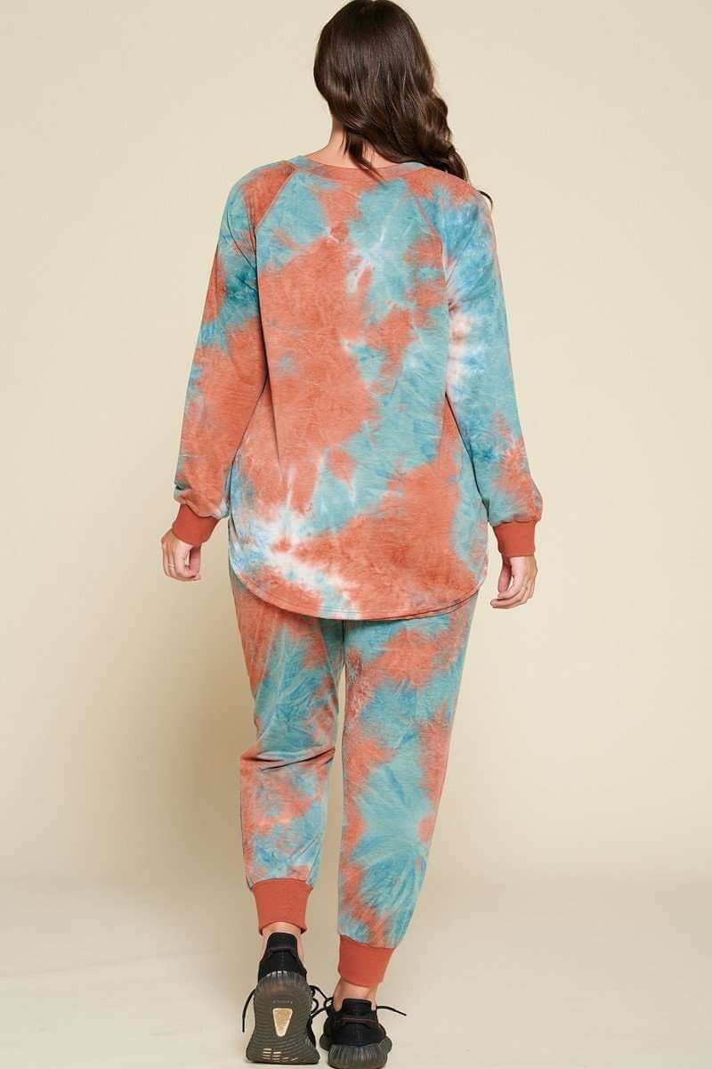 Tie-dye Printed French Terry Knit Loungewear Sets - The Diva Goddess