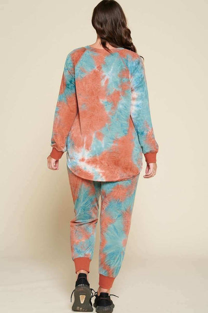 Tie-dye Printed French Terry Knit Loungewear Sets - The Diva Goddess