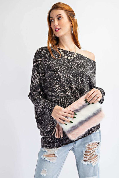 Tribal Printed Knit Top - The Diva Goddess