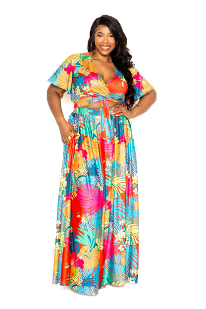 Tropical floral maxi skirt & top set - The Diva Goddess