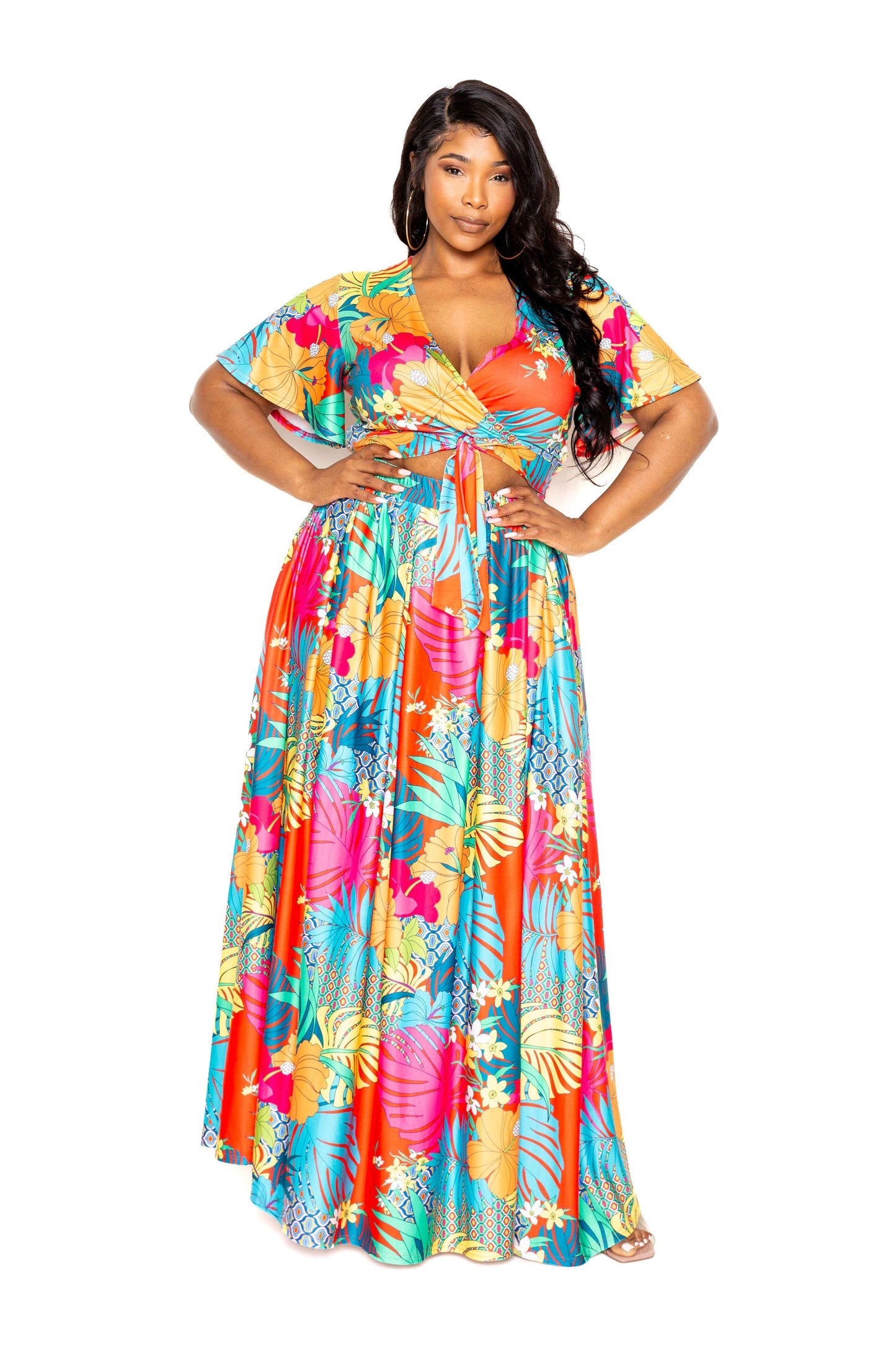 Tropical floral maxi skirt & top set - The Diva Goddess