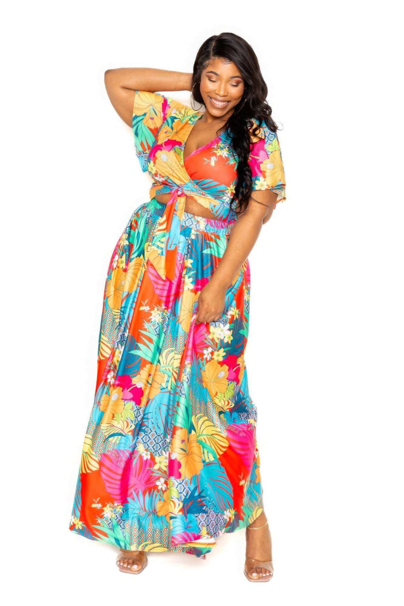 Tropical floral maxi skirt & top set - The Diva Goddess