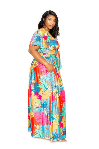 Tropical floral maxi skirt & top set - The Diva Goddess