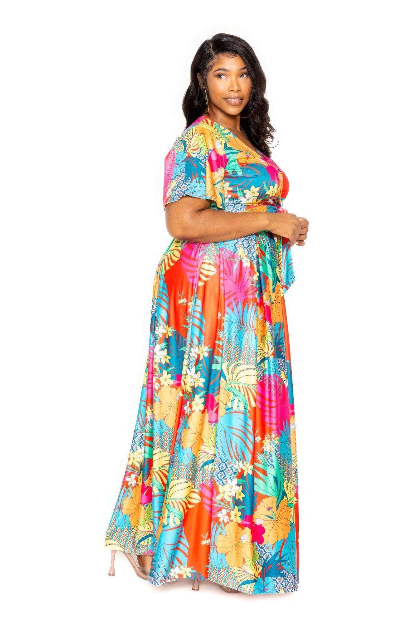 Tropical floral maxi skirt & top set - The Diva Goddess