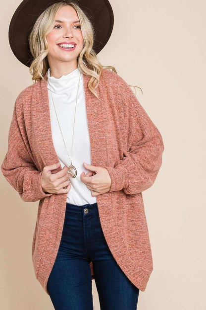 Two Tone Open Front Warm And Cozy Circle Cardigan With Side Pockets - The Diva Goddess