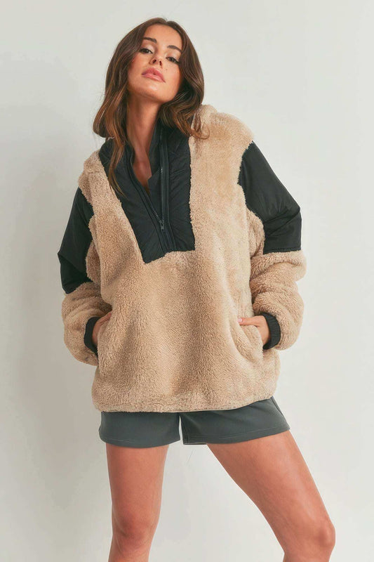 Two-toned Cozy Hooded Sweater - The Diva Goddess