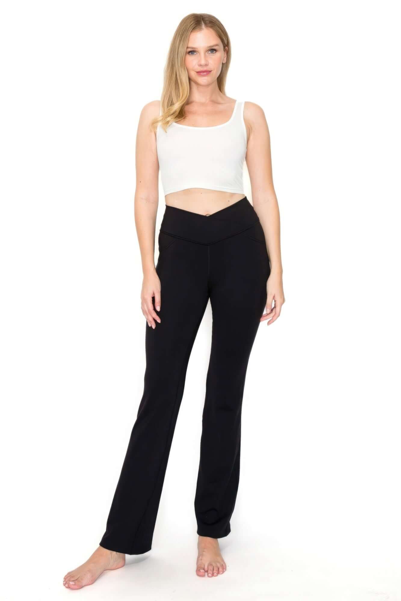 V-waist Mini Flare Yoga Pants - The Diva Goddess