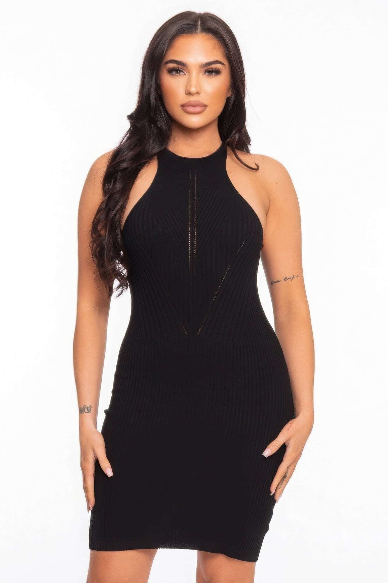 Varigated Rib Sleeveless Dress - The Diva Goddess