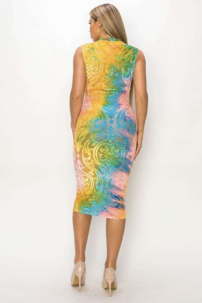 Velvet Burn Out Pattern Sexy Midi Dress - The Diva Goddess