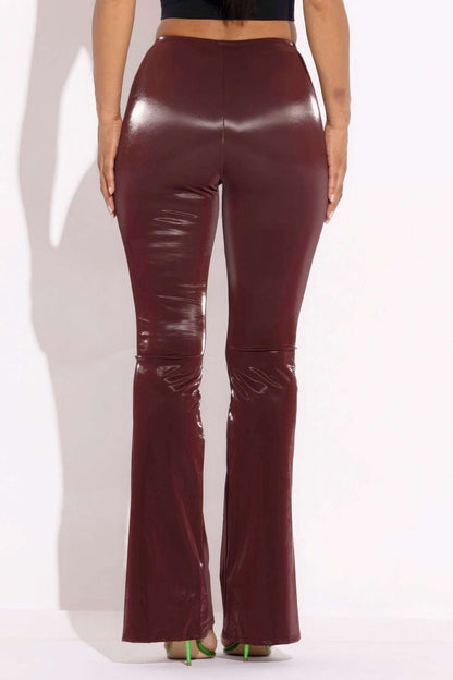 Velvet Pu Flared Pants - The Diva Goddess