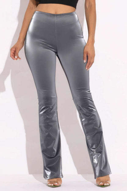 Velvet Pu Flared Pants - The Diva Goddess