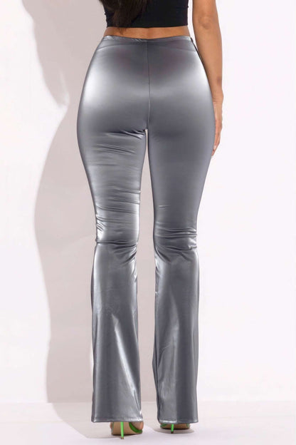 Velvet Pu Flared Pants - The Diva Goddess