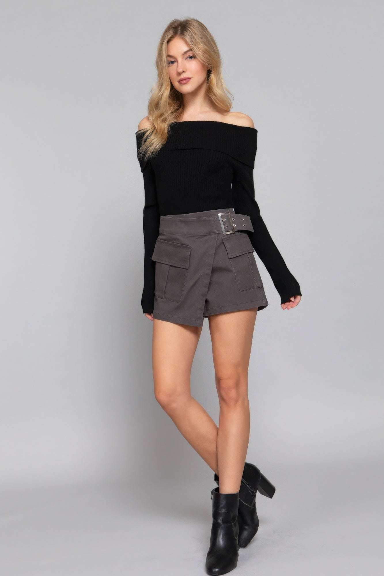 Waist Belted Cargo Skort - The Diva Goddess