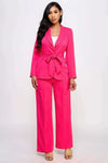 Waist Tie Blazer With Wide Leg Pants Set - The Diva Goddess