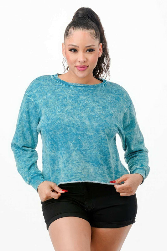 Washed French Terry Cropped Sweatshirts - The Diva Goddess