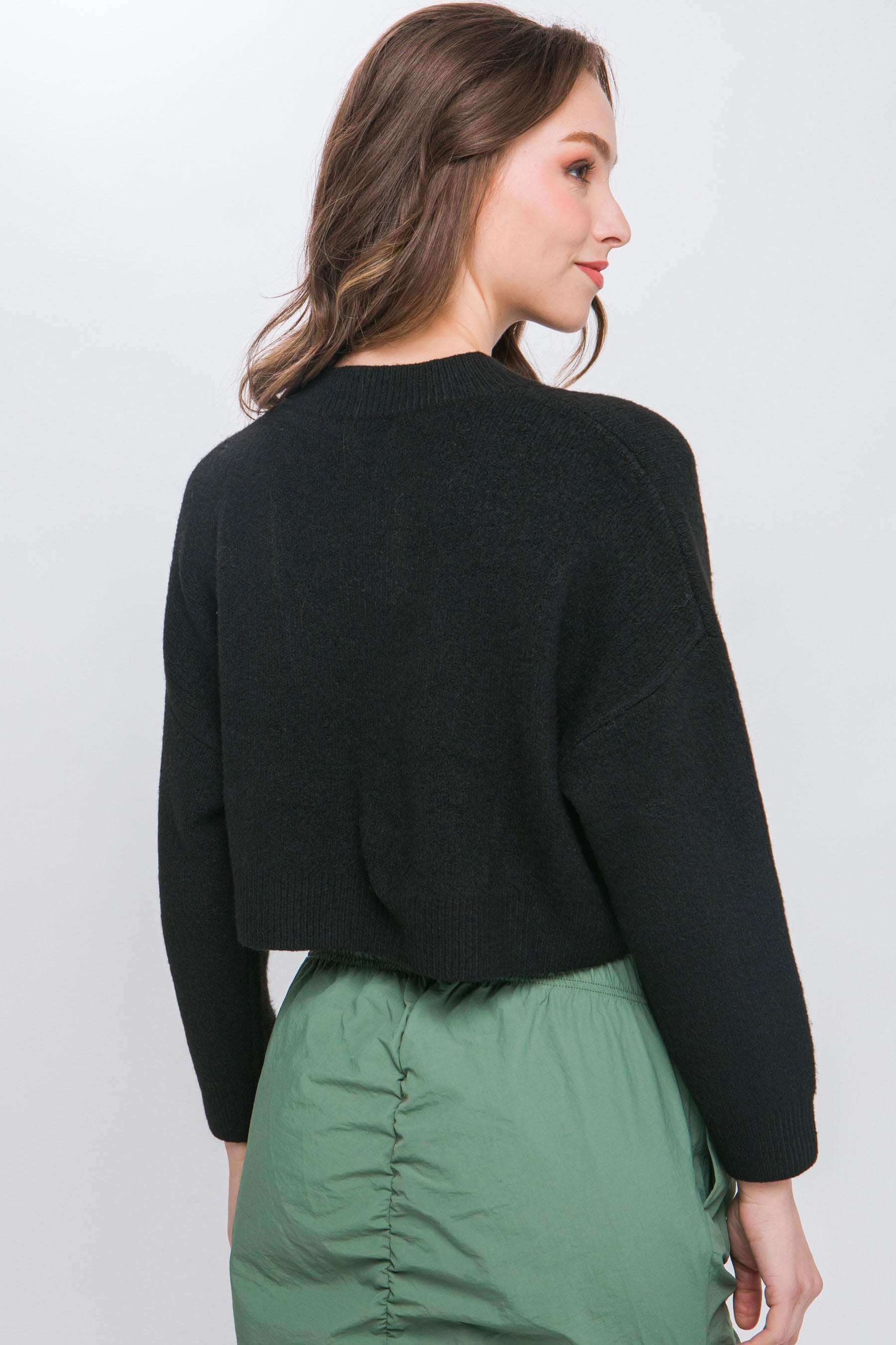 Wool Blend Cropped Sweater Top - The Diva Goddess