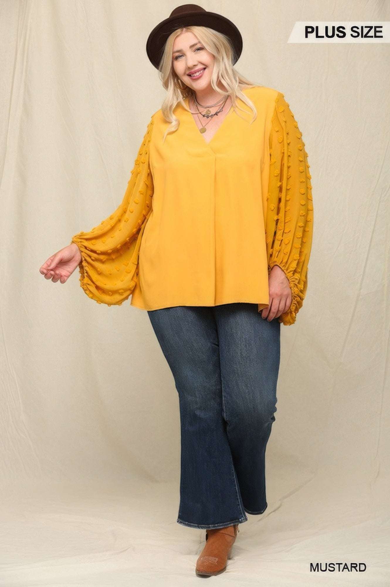 Woven And Textured Chiffon Top With Voluminous Sheer Sleeves - The Diva Goddess