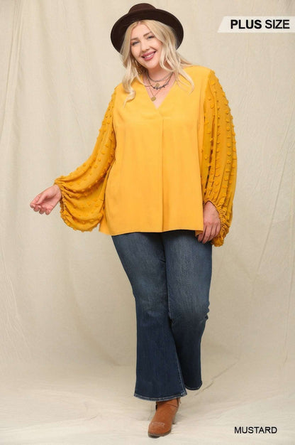 Woven And Textured Chiffon Top With Voluminous Sheer Sleeves - The Diva Goddess