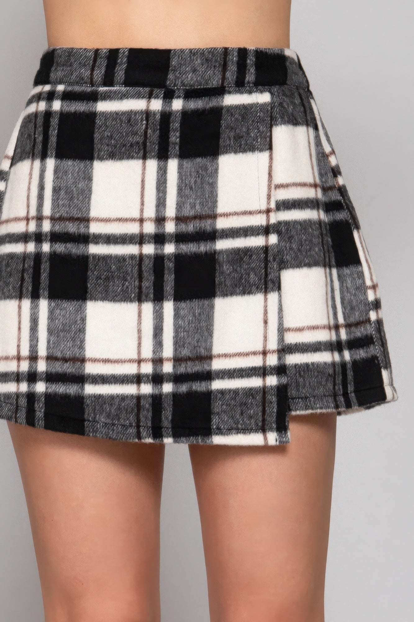 Wrap Plaid Jacquard Skort - The Diva Goddess