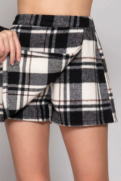 Wrap Plaid Jacquard Skort - The Diva Goddess