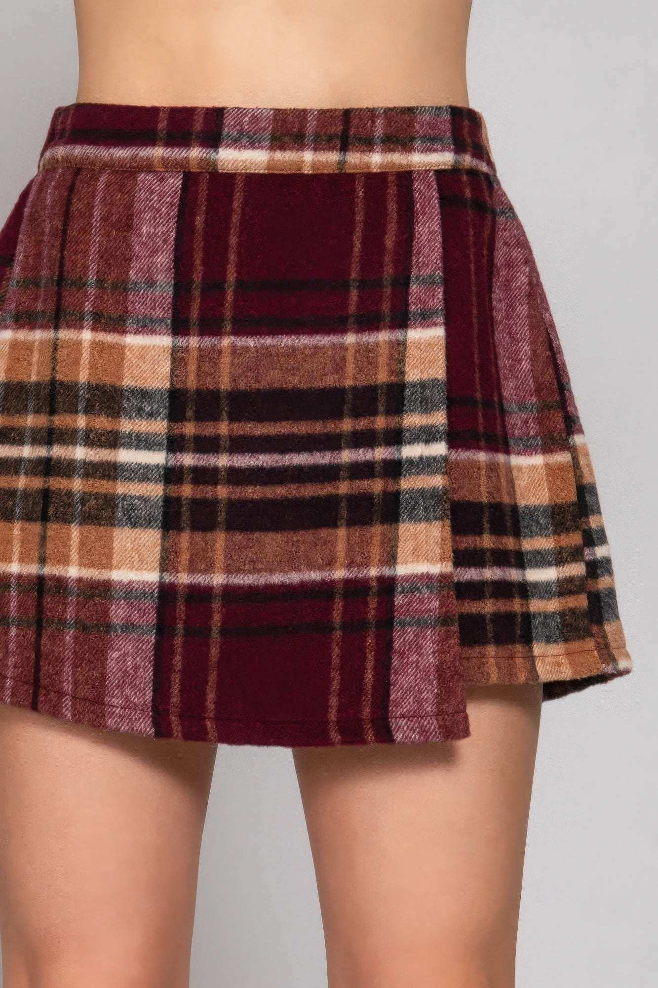 Wrap Plaid Jacquard Skort - The Diva Goddess