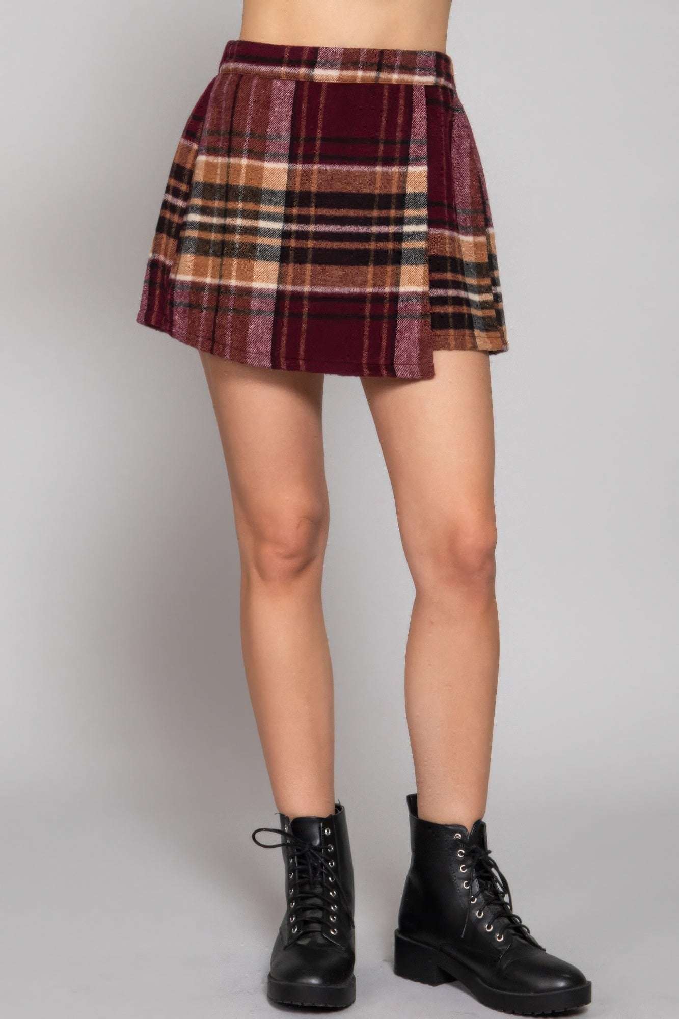 Wrap Plaid Jacquard Skort - The Diva Goddess