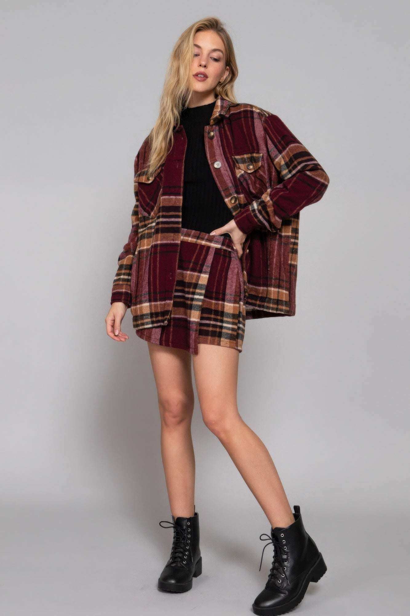 Wrap Plaid Jacquard Skort - The Diva Goddess