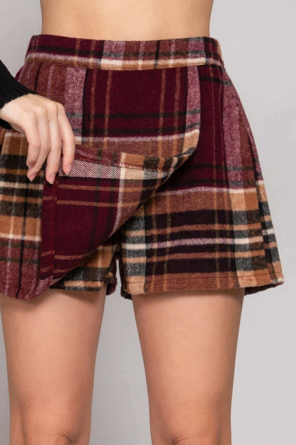 Wrap Plaid Jacquard Skort - The Diva Goddess