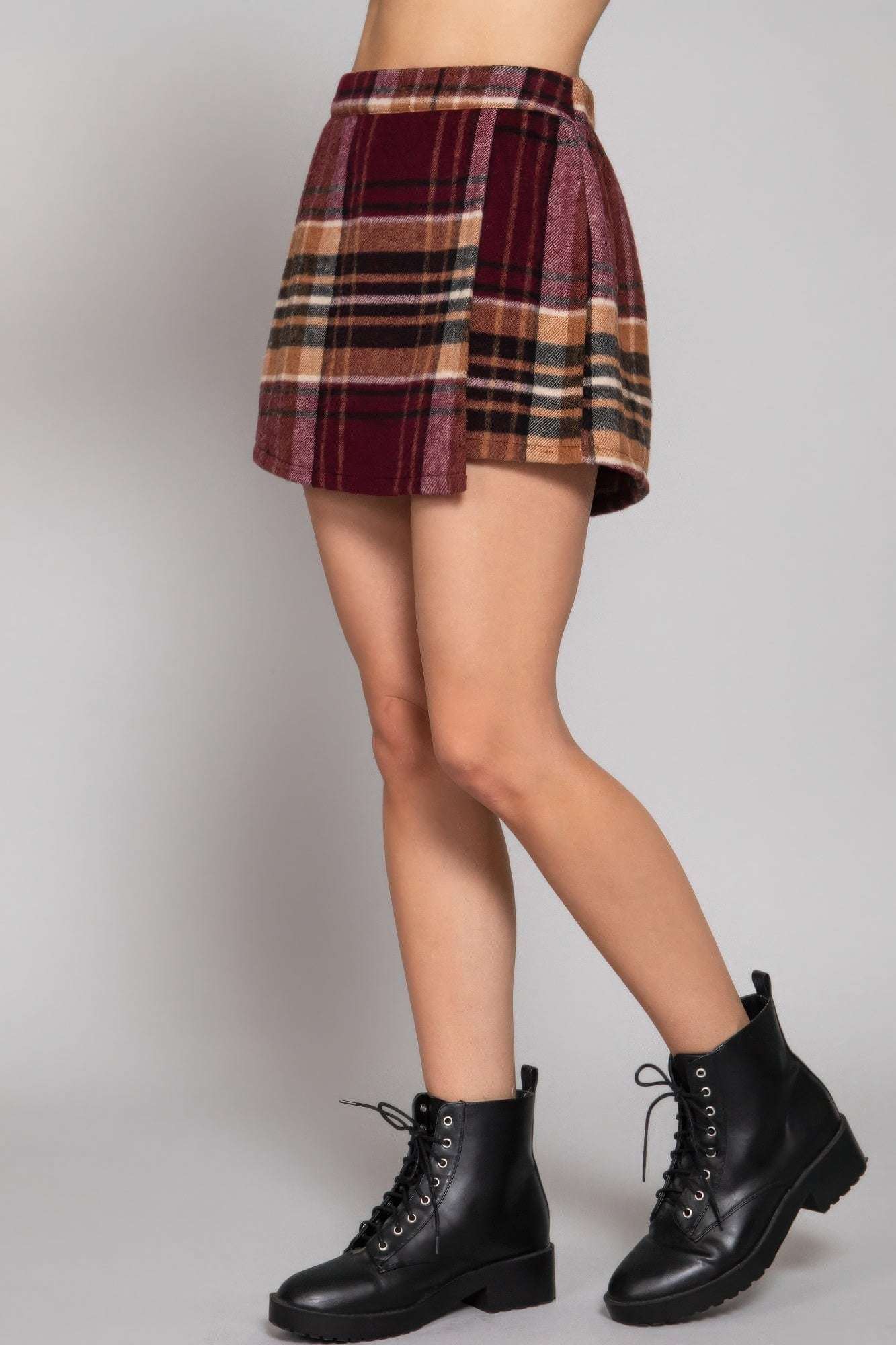 Wrap Plaid Jacquard Skort - The Diva Goddess