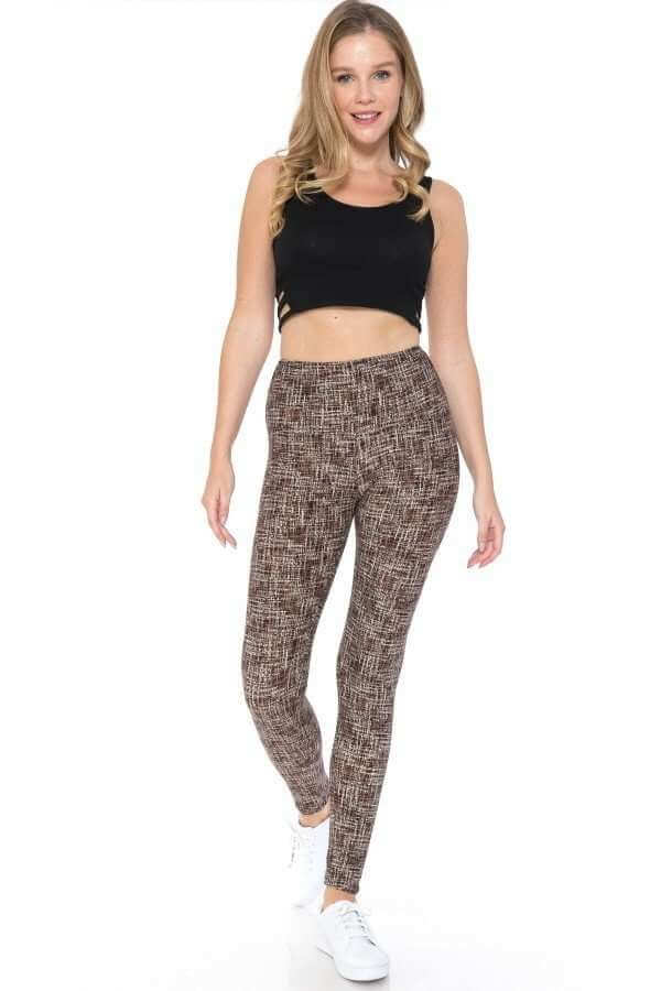 Yoga Style Banded Lined Multi Printed Knit Legging With High Waist - The Diva Goddess