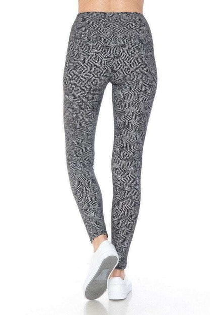 Yoga Style Banded Lined Multi Printed Knit Legging With High Waist - The Diva Goddess