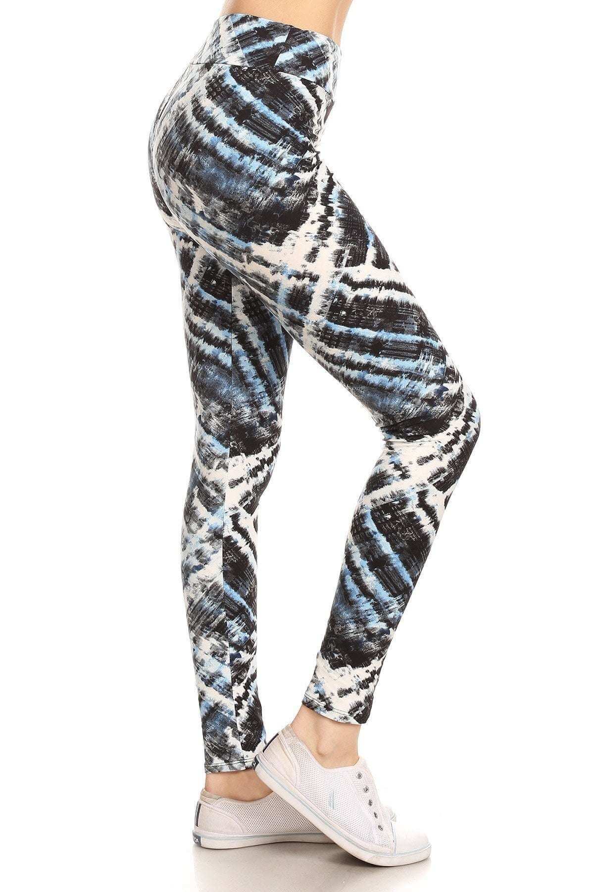 Yoga Style Banded Lined Tie Dye Printed Knit Legging With High Waist - The Diva Goddess