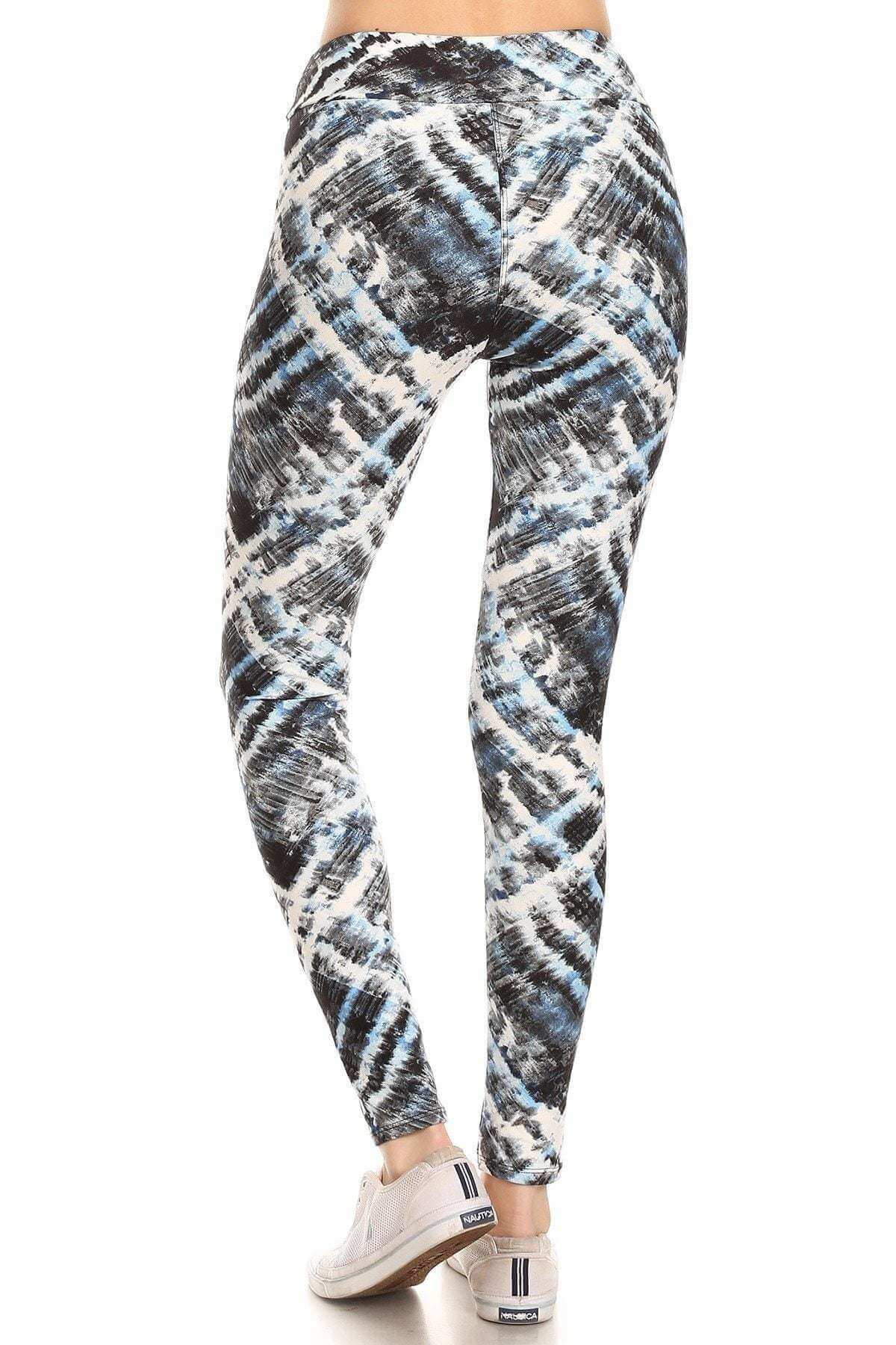 Yoga Style Banded Lined Tie Dye Printed Knit Legging With High Waist - The Diva Goddess