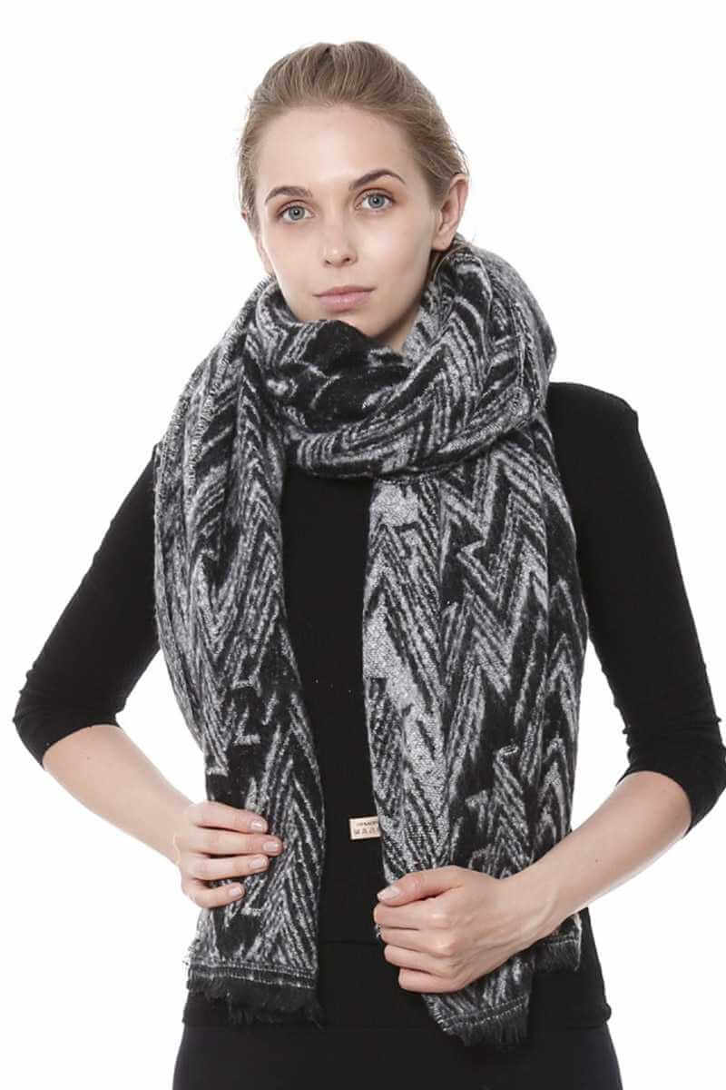 Zig Zag Printed Oblong Scarf - The Diva Goddess