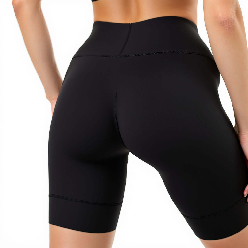 Women’s Bold Moves Compression Biker Shorts in sleek black, perfect for stylish gymwear and confident workouts.