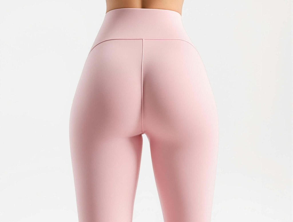Sleek pink high-rise leggings for women, perfect for stylish gymwear and confident fitness fashion.