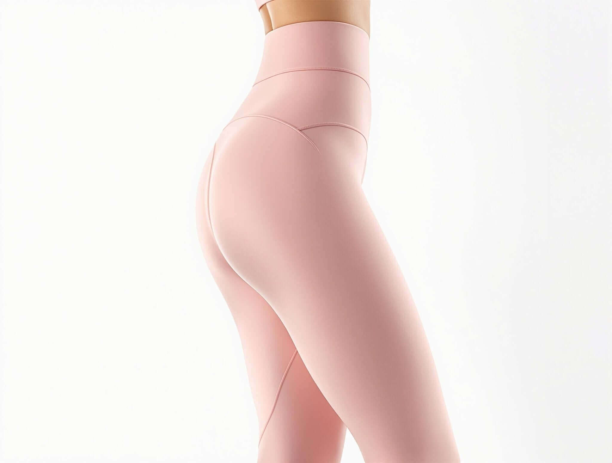 High-rise Power Move leggings in soft pink, perfect for women's activewear and stylish gymwear, designed for comfort and support.